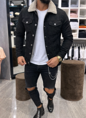 Мъжко черно дънково яке