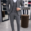 Мъжки спортно елегантен тъмно сив костюм К-5003
